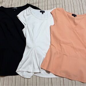 Women's Black, Cream, and Peach Peplum Tops
